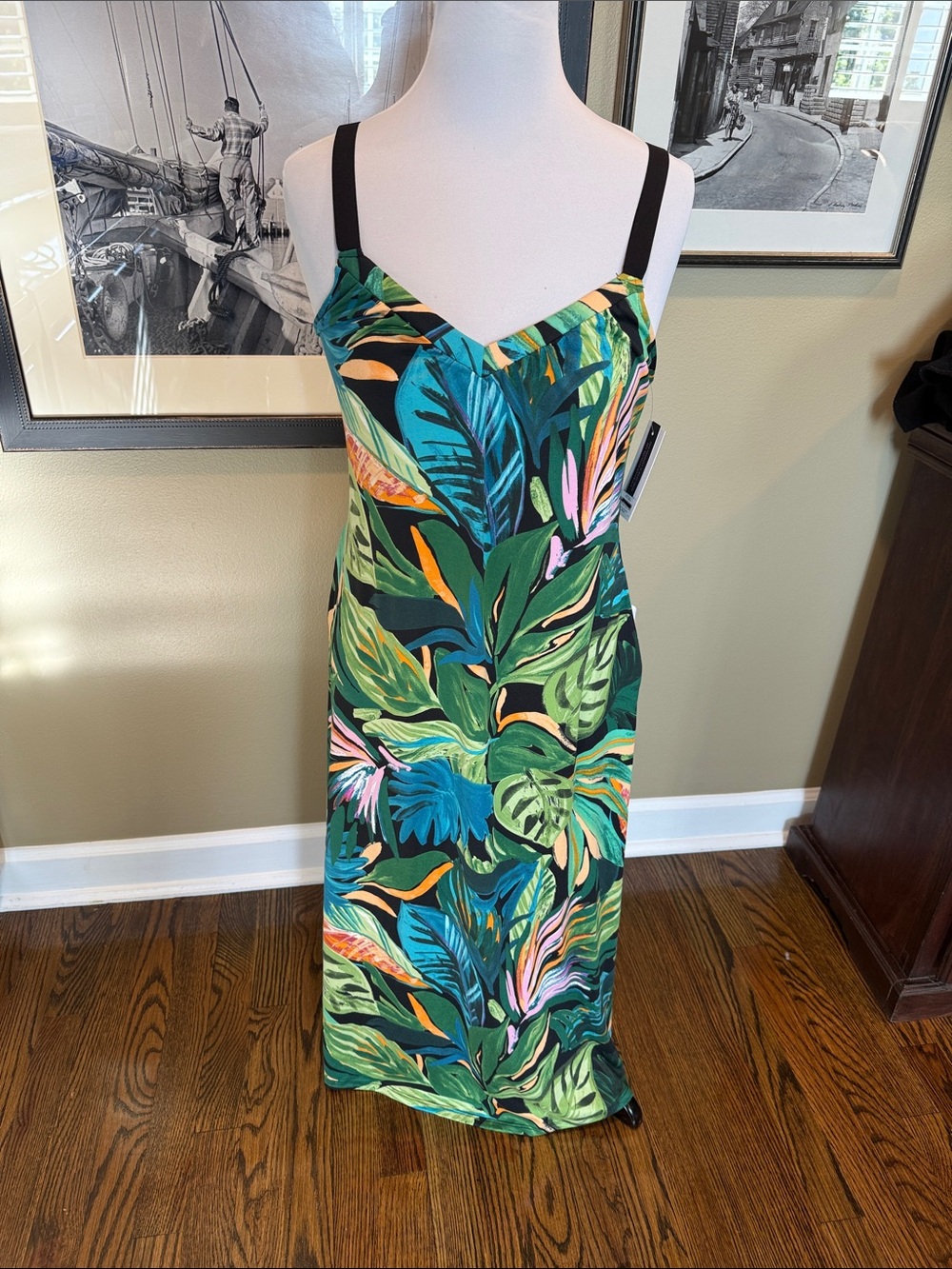 Tropical Leaf Maxi Dress - Green